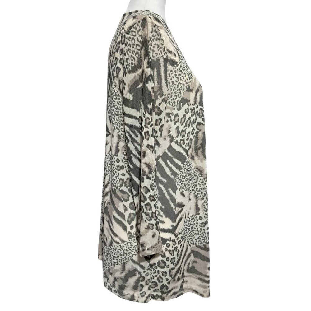 Chicos Mixed Leopard Zebra Print Open Front Cardi… - image 10